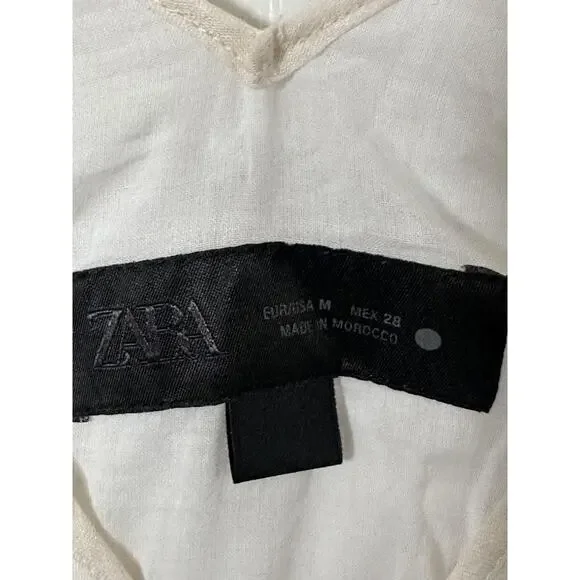 Zara Dress Womens Medium Blue White Tie Dye Maxi Ramie Summer Boho Flowy Beach - Picture 5 of 9